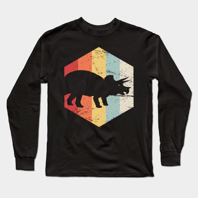 Retro 70s Triceratops Long Sleeve T-Shirt by MeatMan